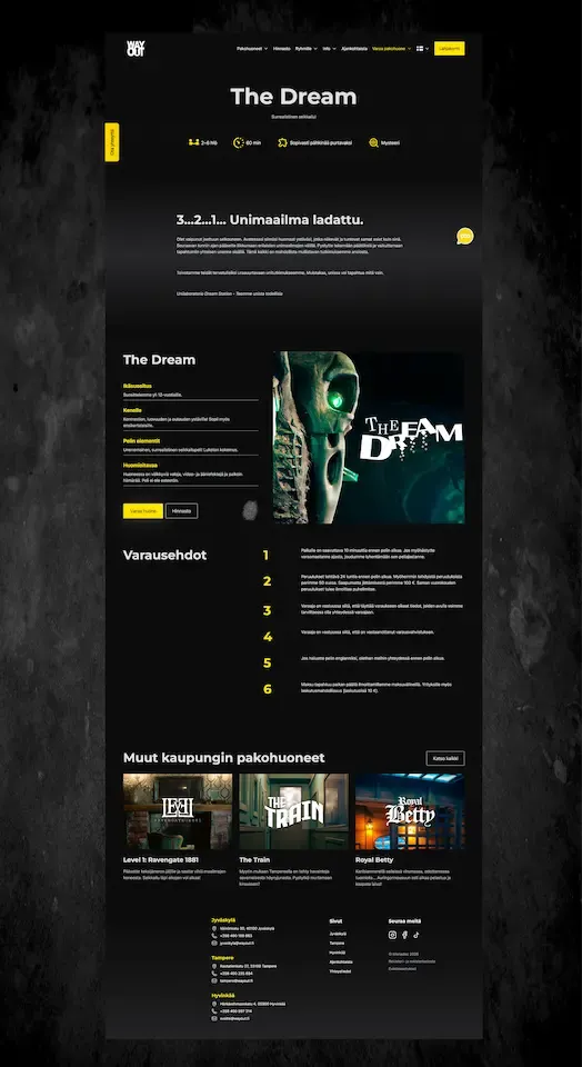 WayOut - verkkosivujen etusivu