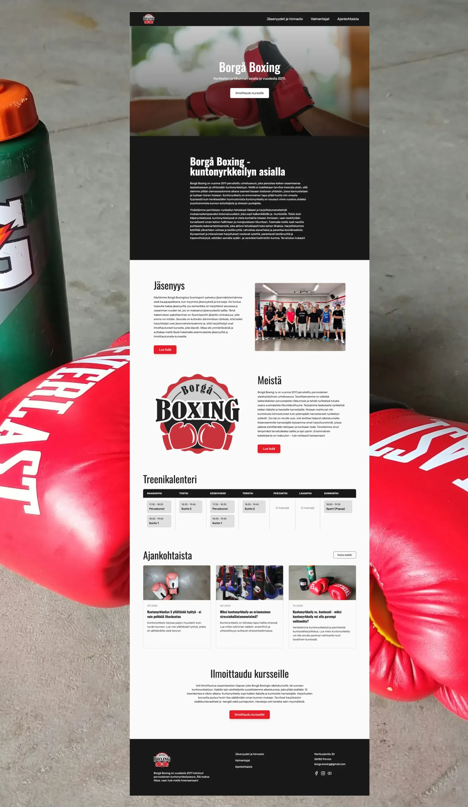 Borgå Boxing verkkosivut