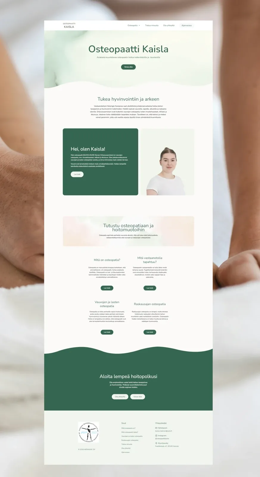 Osteopaatti Kaisla - verkkosivujen etusivu