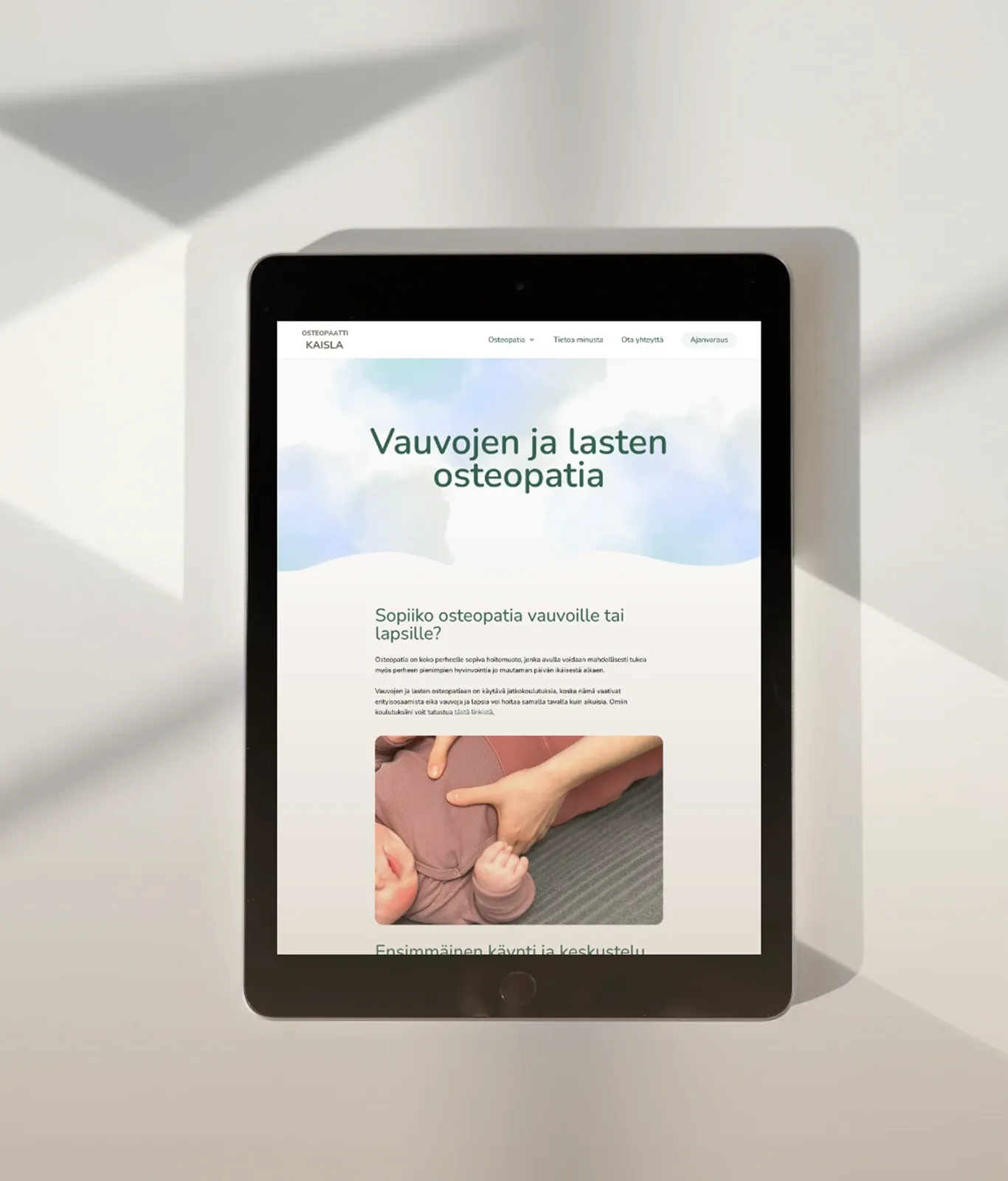 Osteopaatti Kaisla - verkkosivut tabletilla